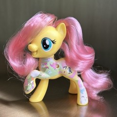 My Little Pony “FLUTTERSHY” lot of 2 “All About..” NO WINGS Brushables G4 FIM 3″