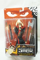 SAMURAI JACK ACTION FIGURE TWO HAND SLICING SWORD DAGGER BATTLE AXE 2001 NEW MIB