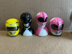 Pink Black Yellow Power Rangers Candy Heads (4) 2 Loose & 1 Pair MIB