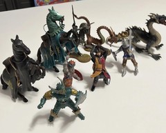 Papo Schleich & Heroscape Figure Lot – Vintage Medieval Knights, Horses, Dragons
