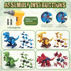 Dinosaur Toys for 3 4 5 6 7 Year Old Boy, Take Apart Dinosaur Toys for Kid 3-…