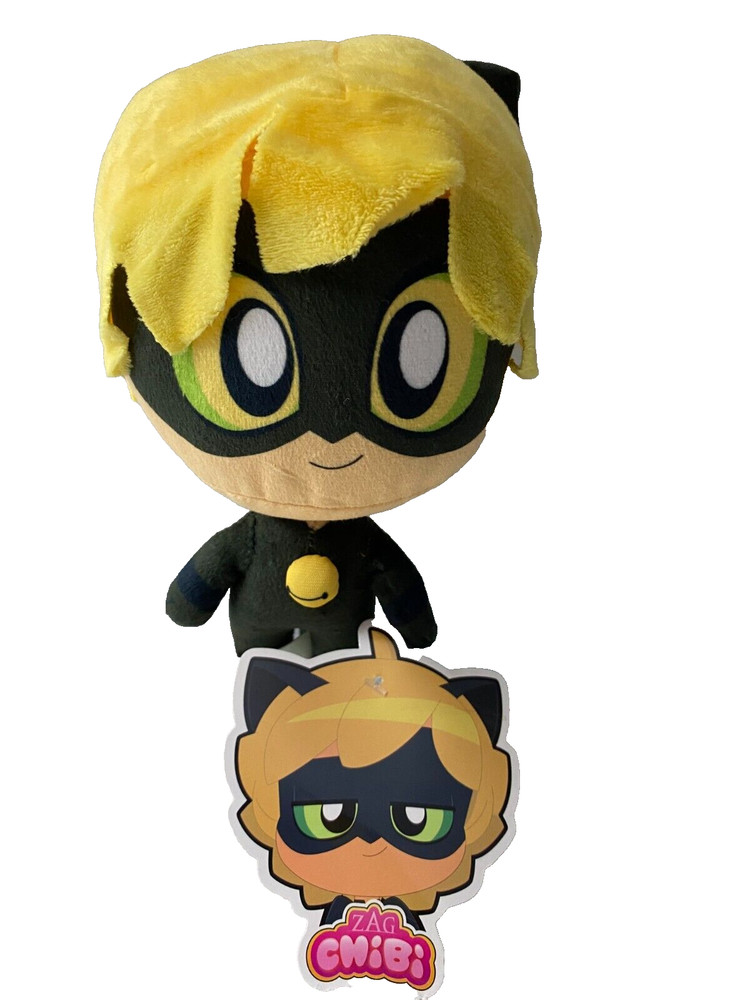 Miraculous Cat Noir Zag Chibi Plush Toy 9 inch tall. NWT Official