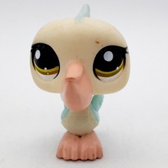 Littlest Pet Shop Pelican Bird Mini Figure Beige Yellow Eyes Hasbro LPS Toy