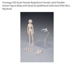 Fremego 1/12 Scale Female Action Figure Body w/ Stand Pale Skin
