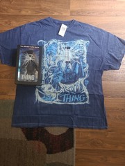 THE THING POSTER SERIES LIGHT UP FIGURE NECA NEW & MINERAL WASH NAVY BLUE SHIRT