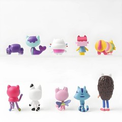 10PCS Gab Smiling Cat Anime Figure Toys Cartoon Doll Set Birthday Gift Kids USA