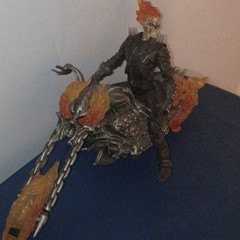 Ghost Rider Action Figure with Motorcycle, Black Outfit, Flames very rare