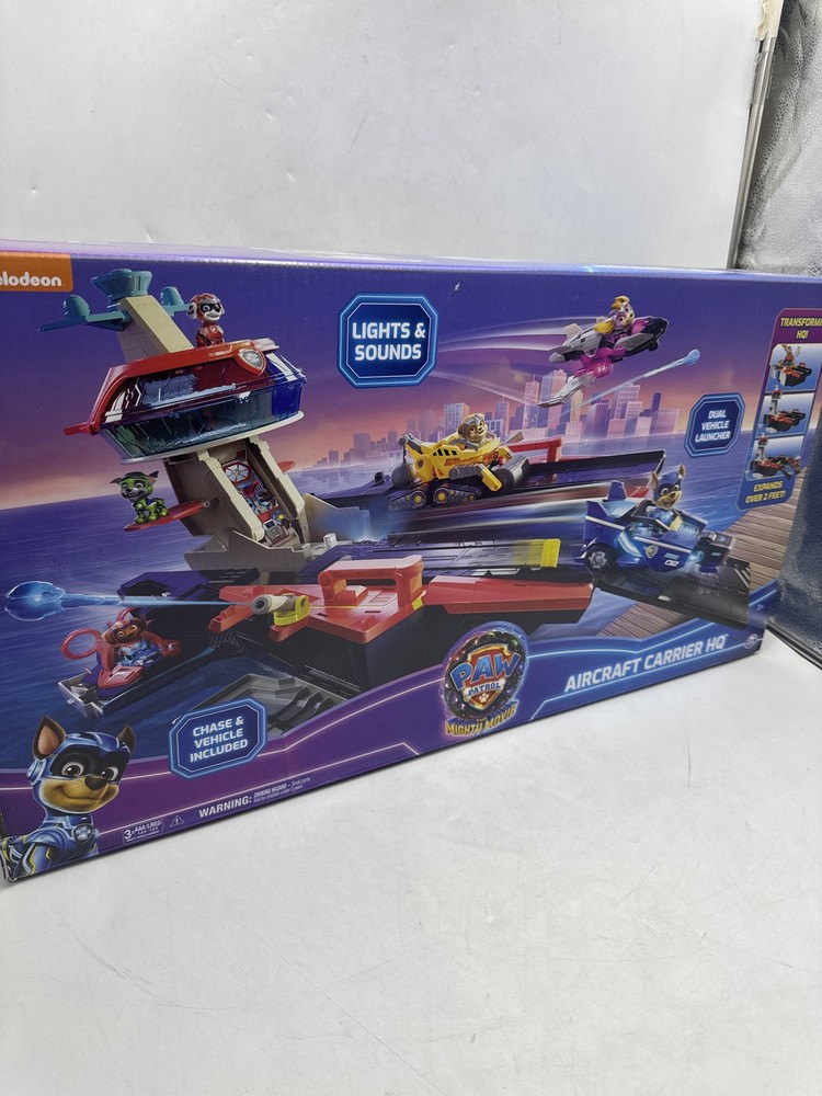 PAW PATROL: THE MIGHTY MOVIE AIRCRAFT CARRIER HQ CHASE ACTION FIGURE – BLUE