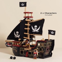 Le Toy Van Barbarossa Pirate Ship Set Wooden Toys for Kids Ages 3 years & Up