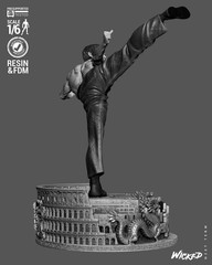 Bruce Lee | 3D Printed Wicked Statue | Unpainted | Fan Made | 1:8 Scale