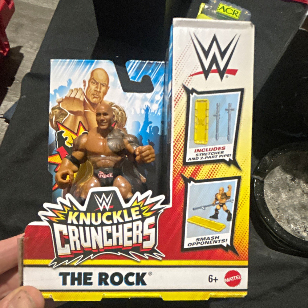 Mattel WWE Knuckle Crunchers The Rock Action Figure w/ Stretcher & Pipe