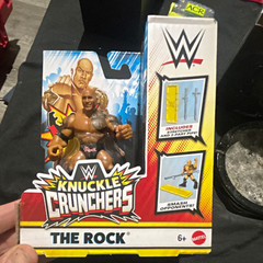 Mattel WWE Knuckle Crunchers The Rock Action Figure w/ Stretcher & Pipe