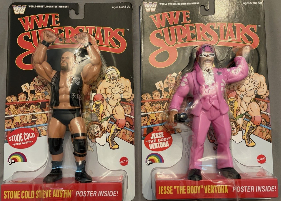 WWE Superstars LJN Jesse Ventura & Stone Cold Steve Austin Black Card New!