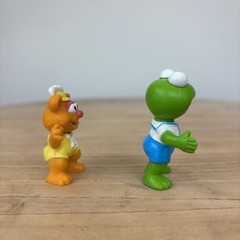 Vtg 1986 Muppet Babies Kermit the Frog and Fozzie Bear PVC Figures 80s Toy Retro