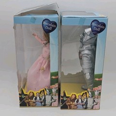 Wizard of Oz Brass Key Porcelain Doll Set of 5 Dorothy Toto Tin Man Scarecrow