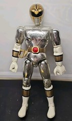 Vintage 1995 Bandai Silver Power Ranger 8″ Silver Chrome Action Figure