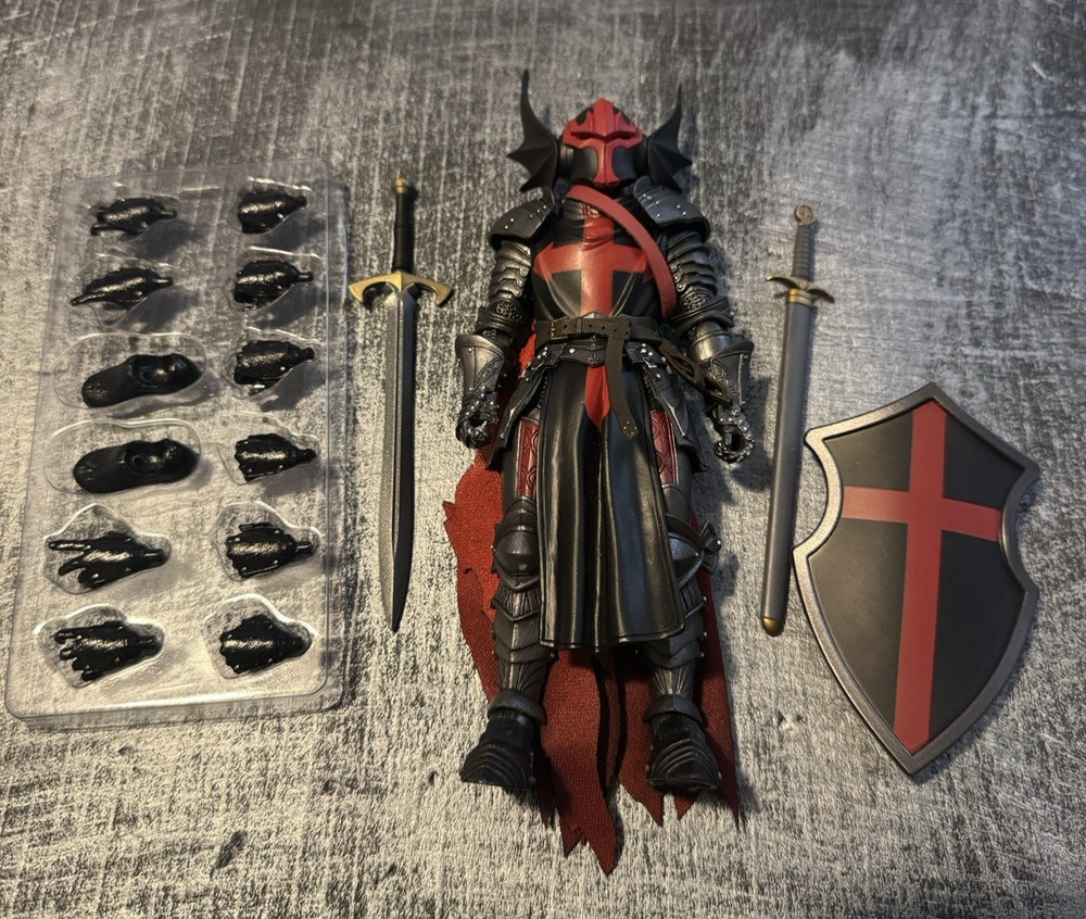 Mythic Legions Custom Black and Red Templar Knight figure Loose