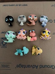 Lot of 10 vintage Littlest Pet Shop Animals – Seal octopus frog turtle penguin