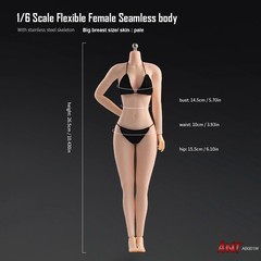 1/6 ANT AB001W Female Pale Skin Body Seamless Flexible Large Bust 12″ Figure