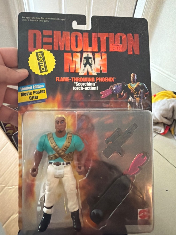 1993 Mattel Demolition Man Flame-Throwing Phoenix NEW Sealed Caldor Sticker Limi