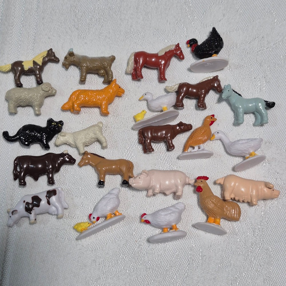 Lot of 22 miniature toy farm animals PVC VINYL