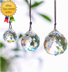 Set of 3 Clear Crystal Ball Includes 20/30/40Mm Faceted Prism Balls Suncatcher