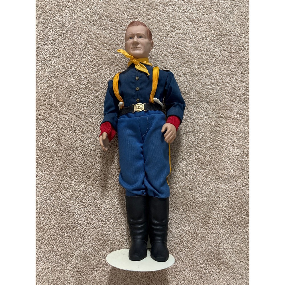 Vintage 12″ U.S. Cavalry Soldier Doll Blue Uniform w/ Revolver & Holster Figure