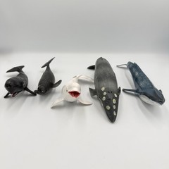 5 Whale Narwhal Realistic Toy Lot Ocean Life 6-11” Unbranded Schleich Type READ