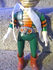 70’s Kamen Rider Japan Soft Vinyl Bandai Popy 11″ Figure w/Mask Belt Scarf VG