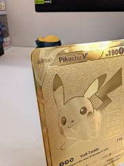 Pikachu Fan Art Gold Metal Display Card 25th Anniversary Unofficial