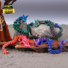 4 Pack 3D Printed Dragons 8.7”, Flexible Articulated 3D Printer Dragon Toys, An