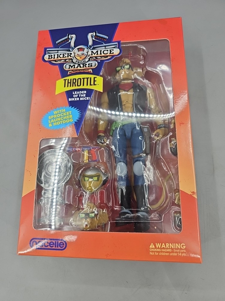 Biker Mice From Mars Throttle w Sprocket Launcher Hotdog Nacelle Figure 2024 New