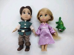 DISNEY STORE Animators Collection Lot Flynn Rider Rapunzel 5″ toddler doll set