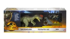 Jurassic World Dominion 3 Pack Bundle: Yangchuanosaurus Velociraptor Blue Owen