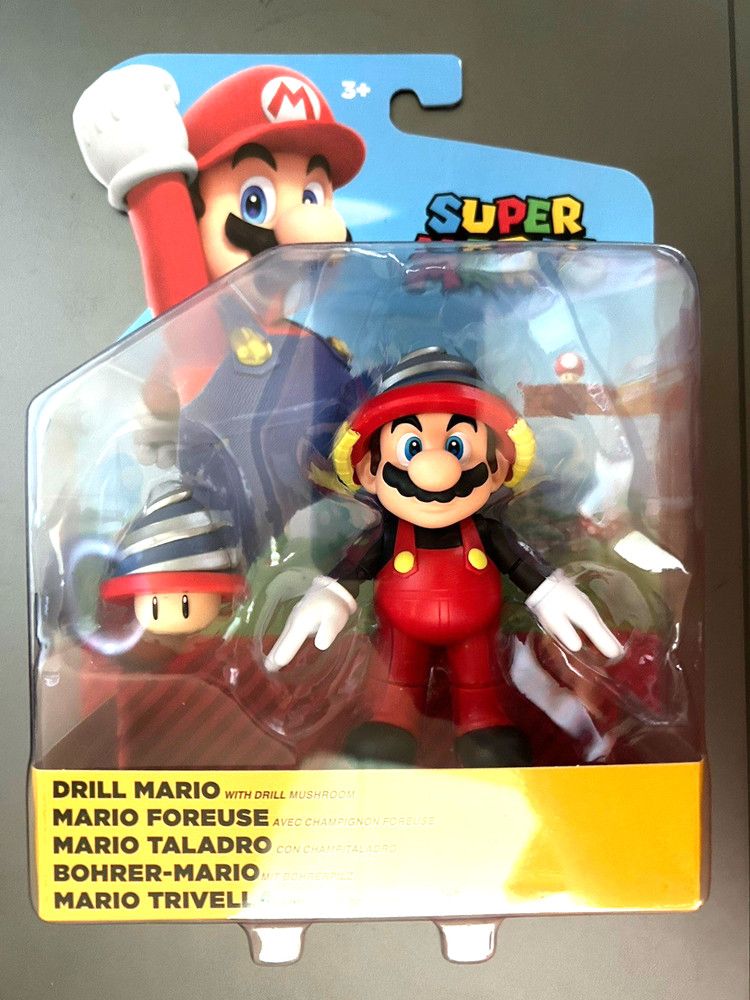“Super Mario” Drill Mario power up suit with Drill Mushroom , 4″ Jakks New