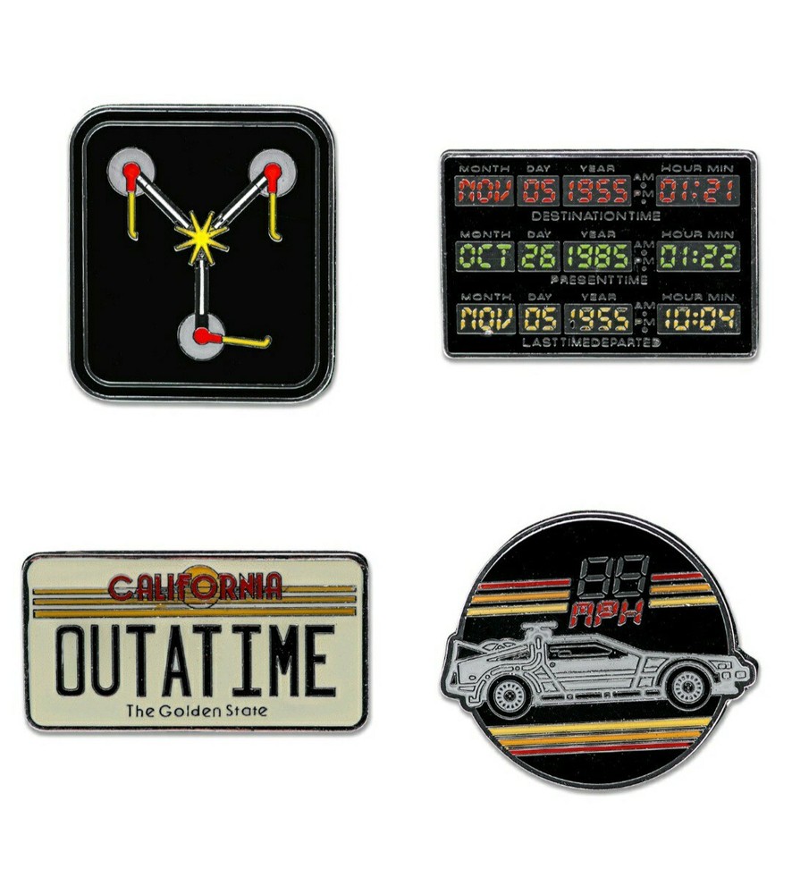Back to the Future: DeLorean Time Machine 4 Pc Funko Pop! Enamel Pin Set LE 500