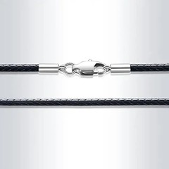 40-65cm Waterproof Braided Leather Necklace Cord Waxed Rope Lobster Clasp