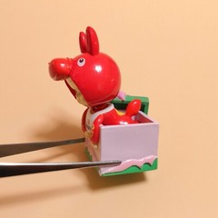 Rose O’Neill KEWPIE Bab as Red Rody Horse Gift BOBBLE HEAD 2.5″ Mini Figure Toy