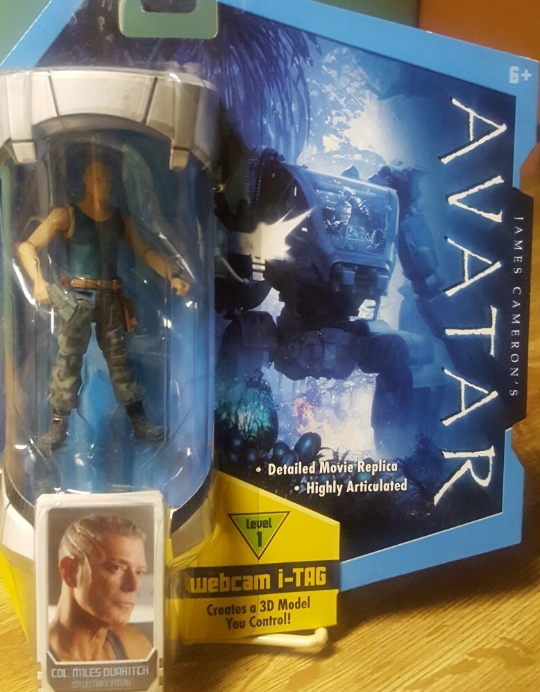 2009 Avatar Movie Col Miles Quaritch Action Figure 4″ in Mattel Webcam i-Tag New
