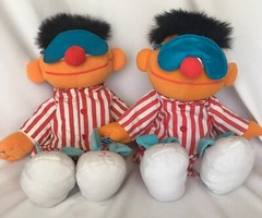 Two (2) Talking Sleepy Time Snoring Ernie Tyco Plush Doll Bedtime Sesame Street