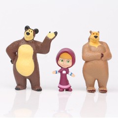10 PCS Masha and The Bear Action Figures Set Party Toys Dolls Gift Cake Toppers