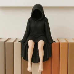 3D Mysterious Statue Gothic Black Robe Queen Action Figure Bookshelf Sculpture