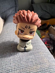 Tattoo Face Sukuna Figure Sitting Look Up Style PVC Chibi Toy Collection Model