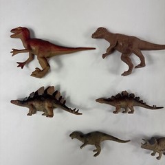 Dinosaur Plastic Toy Lot of 8 Triceratops Raptor Stegosaurus Cake Topper Figures