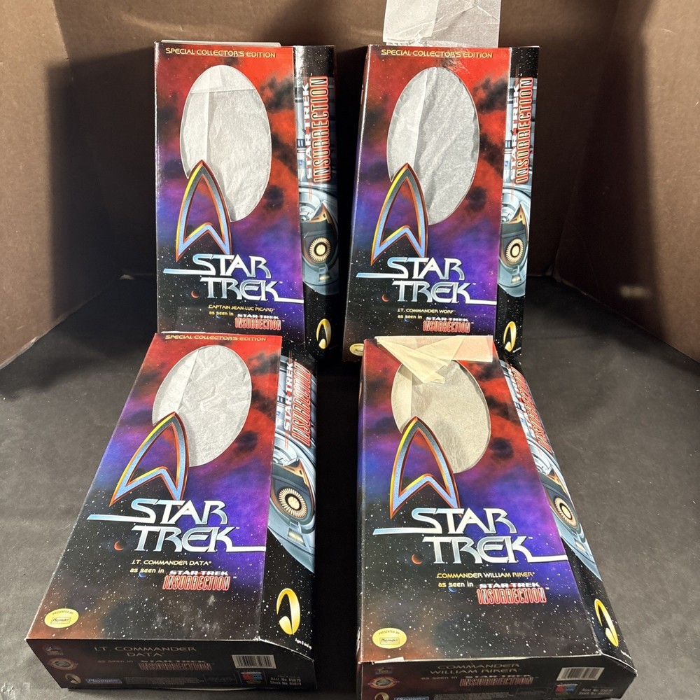 (4) STAR TREK INSURRECTION PLAYMATES COMMANDER RIKER DATA PICARD WORF NEW