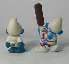 Smurfs Mushroom Green Roof House & 5 Figures Missing Door & Butterfly 1978-1981