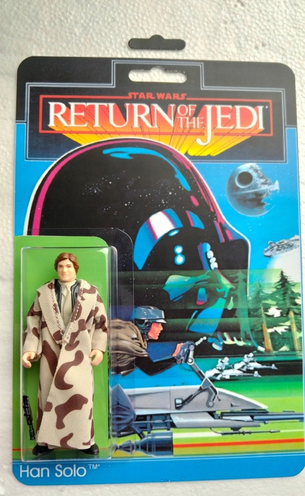 PRO- CUSTOM HAN SOLO TRENCH COAT FIGURE on STUNNING JEDI CUSTOM DESIGNED CARD