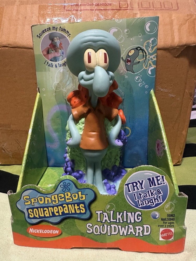 SpongeBob SquarePants Vintage Talking Squidward Vintage Figure Mattel 2000 NIB