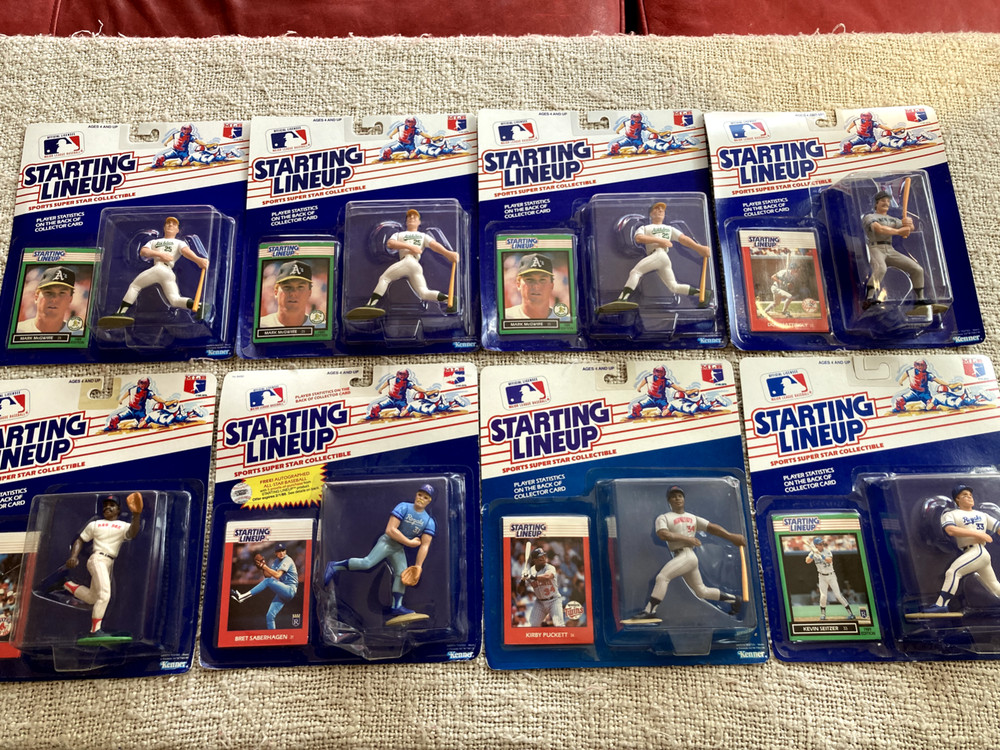 Lot of 8 Starting Lineup Figures 1988-1989 McGwire Seitzer Puckett Saberhagen