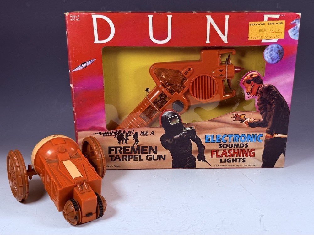 DUNE Fremen Tarpel Gun electronic sounds Lights 1984 LJN Toys NEW & Sand Roller